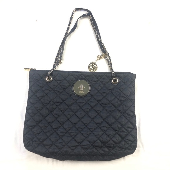 Dkny Handbags - DKNY black quilted chain strap purse